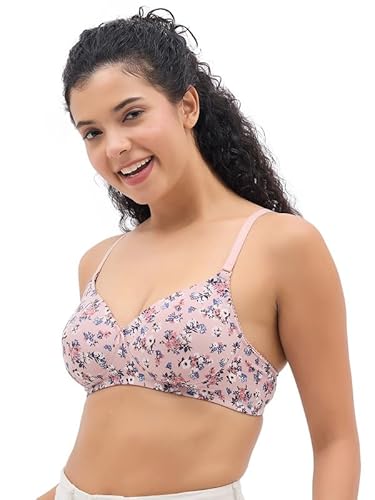 Clovia Women’s Cotton Printed T-Shirt Bra – Lightly Padded, Wire-Free, Full-Cup Comfort